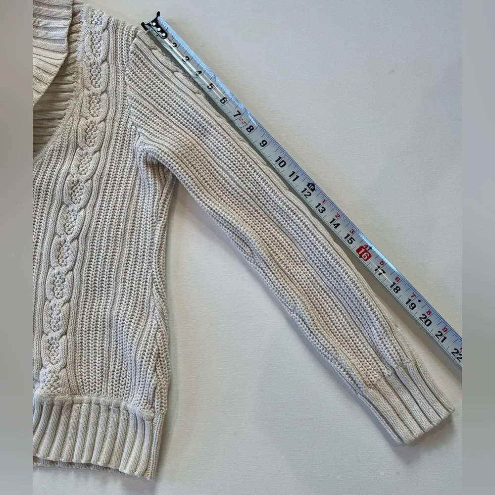 Bass Cable Knit Cream Cardigan Medium - Picture 10 of 14